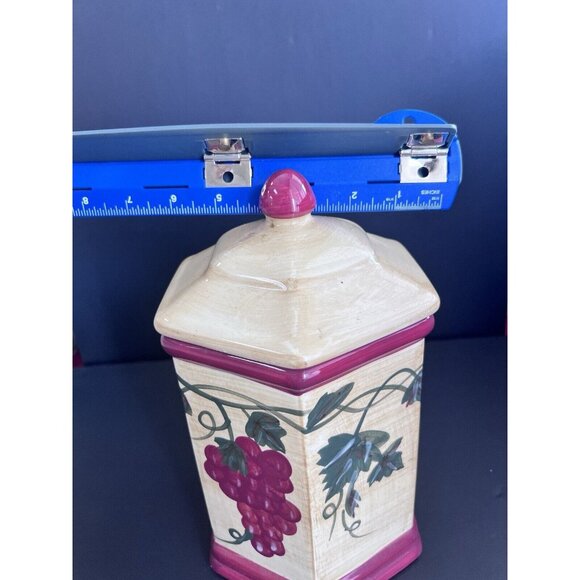 Nonni's Tuscan Grapes Ceramic Biscotti Cookie Jar And Lid 12'inch - Picture 8 of 11